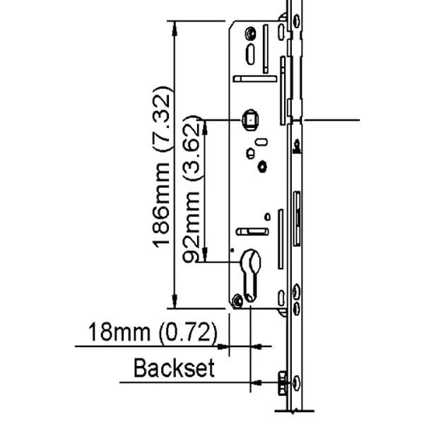 Hoppe Multipoint In Active Shootbolt Hoppe Gear and Bottom Extension-Countryside Locks