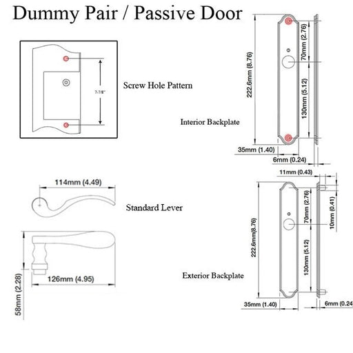 Munchen Dummy, M112PL / 374N Fixed Pair - Satin Nickel-Countryside Locks