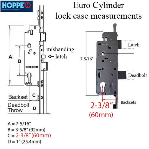 Hoppe Multipoint Lock 16MM Manual 60/92 Gear, Tongue @ 26.42", 1" D/B, 36" HH-Countryside Locks