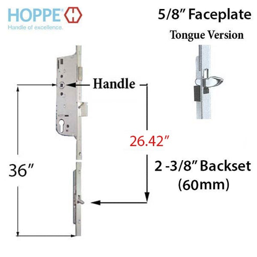 Hoppe Multipoint Lock 16MM Manual 60/92 Gear, Tongue @ 26.42", 1" D/B, 36" HH-Countryside Locks