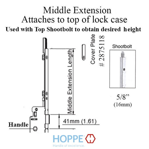 Hoppe Multipoint Lock 16MM Manual Middle Extension, Shootbolt 27.20" Length-Countryside Locks