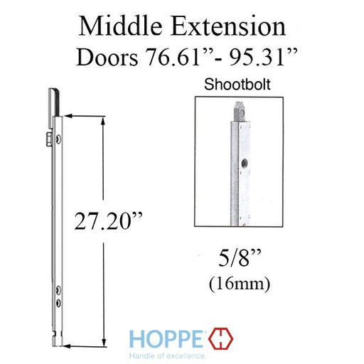 Hoppe Multipoint Lock 16MM Manual Middle Extension, Shootbolt 27.20" Length-Countryside Locks