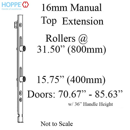 Hoppe Multipoint Lock 16MM Manual 4 Roller Top Extension, Rollers At 15.75" And 31.50"-Countryside Locks