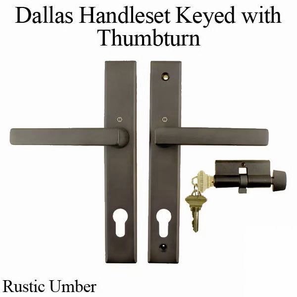 Dallas Contemporary Lever Handle, Keyed Active with Thumbturn, M1643 / 2161N Set - Rustic Umber-Countryside Locks