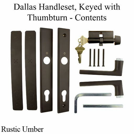 Dallas Contemporary Lever Handle, Keyed Active with Thumbturn, M1643 / 2161N Set - Rustic Umber-Countryside Locks