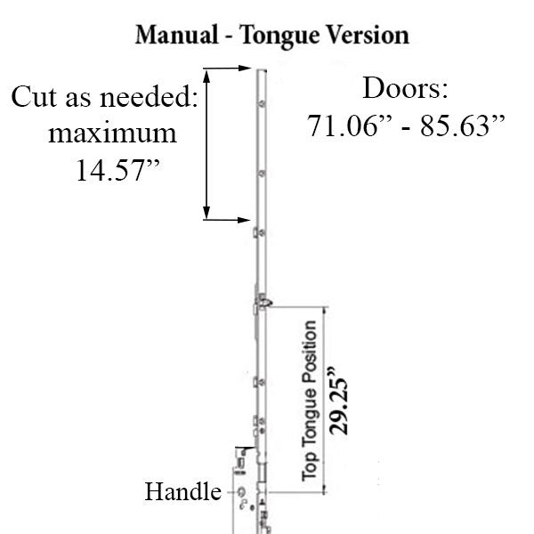 Hoppe 16MM Multipoint Manual Top Extension, Tongue at 29.25", 48.03" Length-Countryside Locks