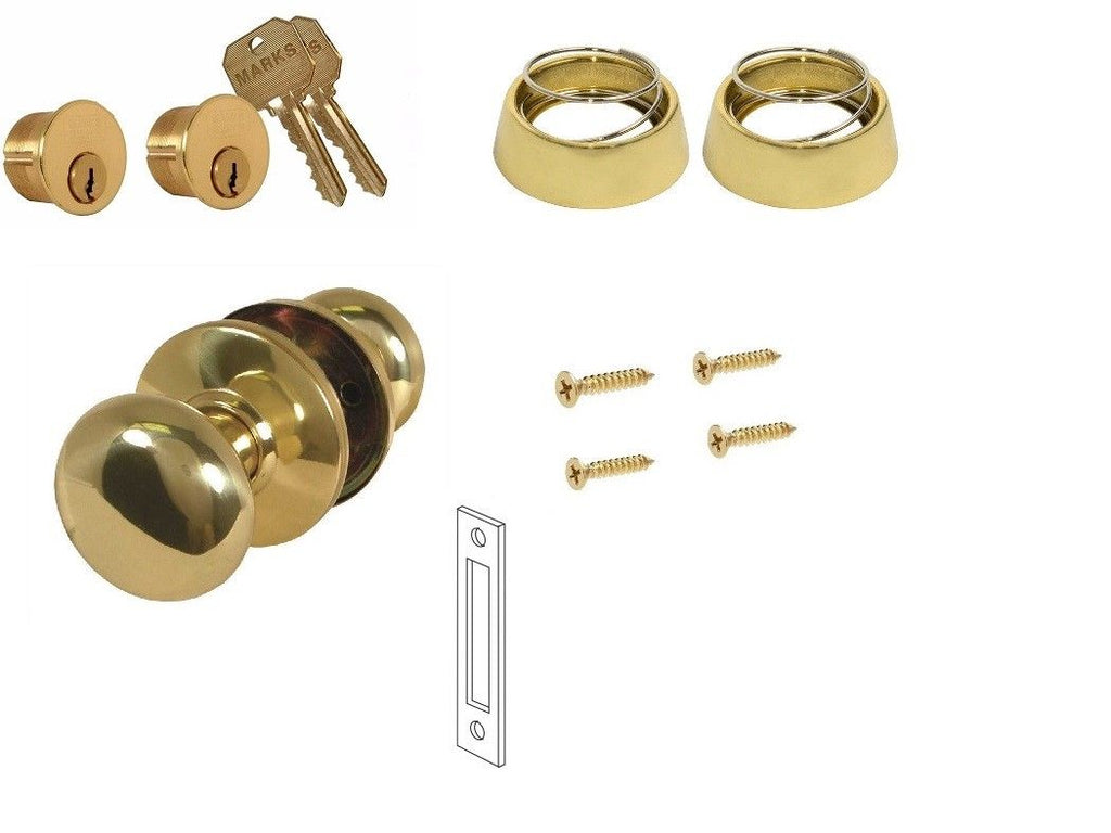 Marks 22AC Door Mortise Lock Trim Set - Polished Brass